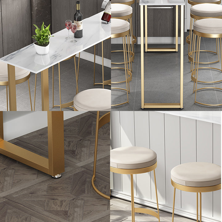 1/4/7 pièces Glam Glam Iron Bistro Set Rectangle Rectangle Bar Table Set avec un faux marbre blanc