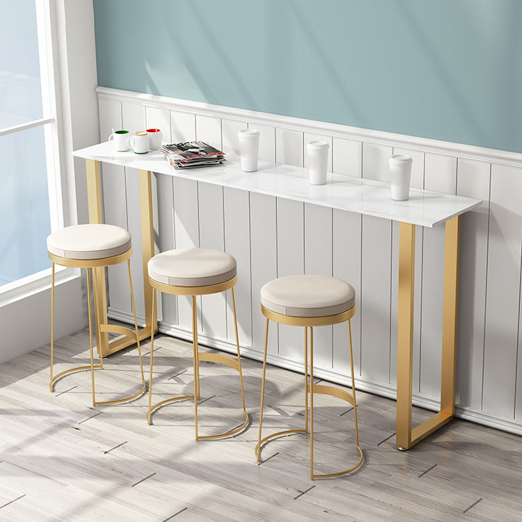 1/4/7 pièces Glam Glam Iron Bistro Set Rectangle Rectangle Bar Table Set avec un faux marbre blanc