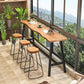 1/4 Pieces Industrial Iron Bar Table Set Rectangle Pine Wood Bistro Set with Footrest 4 Pieces: Table, 3 Chairs Clearhalo 'Bar Furniture' 'furn' 'furn_home_bar_bar_sets' 'Furniture' 'Home Bars & Bar Sets' 'home_bar_bar_sets' 'Kitchen & Dining Furniture' 5170829