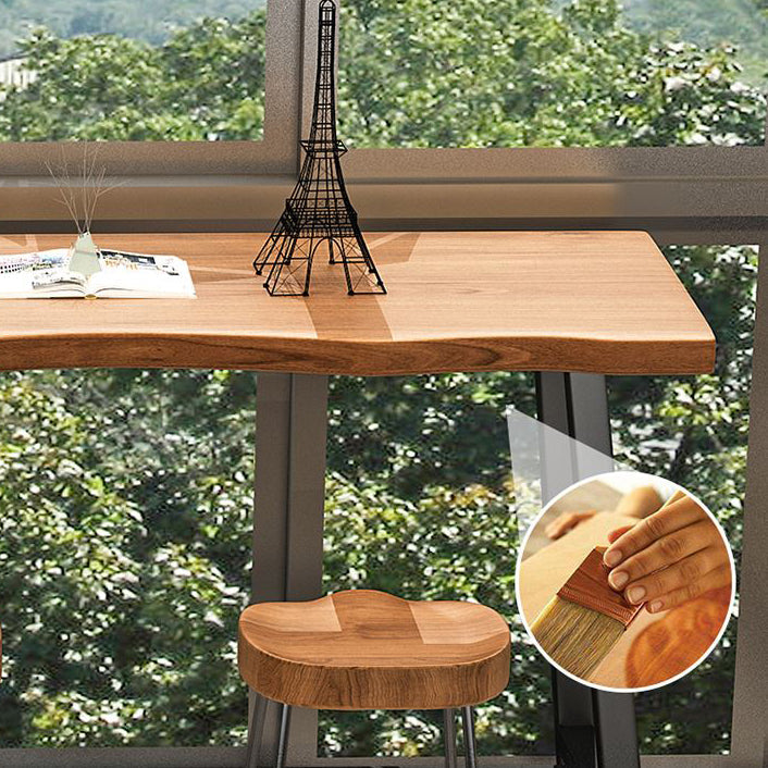 1/4 Pieces Industrial Iron Bar Table Set Rectangle Pine Wood Bistro Set with Footrest Clearhalo 'Bar Furniture' 'furn' 'furn_home_bar_bar_sets' 'Furniture' 'Home Bars & Bar Sets' 'home_bar_bar_sets' 'Kitchen & Dining Furniture' 5170833