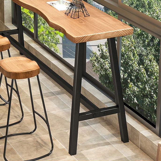 1/4 Pieces Industrial Iron Bar Table Set Rectangle Pine Wood Bistro Set with Footrest Clearhalo 'Bar Furniture' 'furn' 'furn_home_bar_bar_sets' 'Furniture' 'Home Bars & Bar Sets' 'home_bar_bar_sets' 'Kitchen & Dining Furniture' 5170834