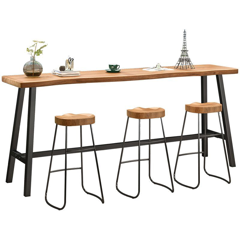 1/4 Pieces Industrial Iron Bar Table Set Rectangle Pine Wood Bistro Set with Footrest Clearhalo 'Bar Furniture' 'furn' 'furn_home_bar_bar_sets' 'Furniture' 'Home Bars & Bar Sets' 'home_bar_bar_sets' 'Kitchen & Dining Furniture' 5170836