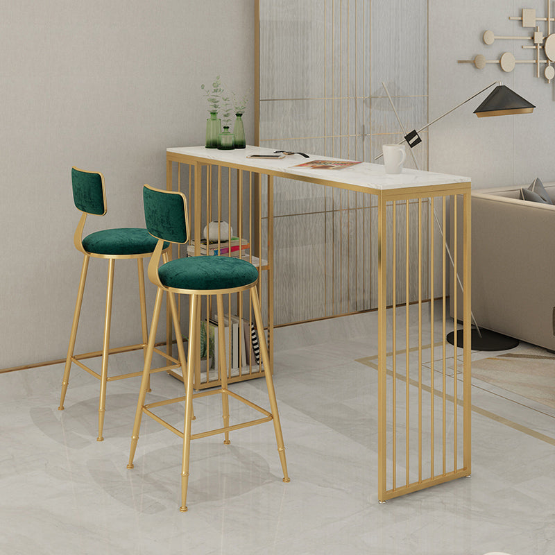 1/3 pièces Glam Iron Bistro Ensemble rectangle White Faux Marble Bar Table Tablet avec étagère