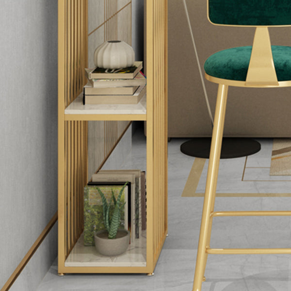 1/3 pièces Glam Iron Bistro Ensemble rectangle White Faux Marble Bar Table Tablet avec étagère