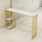 1/3 pièces Glam Iron Bistro Ensemble rectangle White Faux Marble Bar Table Tablet avec étagère