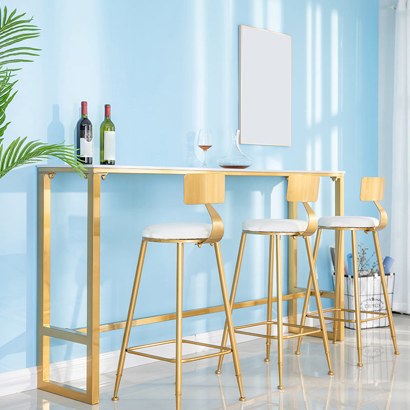 1/4/7 pièces Glam Glam Iron Bar Table Set Rectangle Bistro Set avec un faux marbre blanc