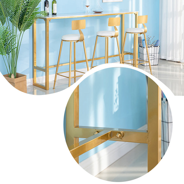 1/4/7 pièces Glam Glam Iron Bar Table Set Rectangle Bistro Set avec un faux marbre blanc