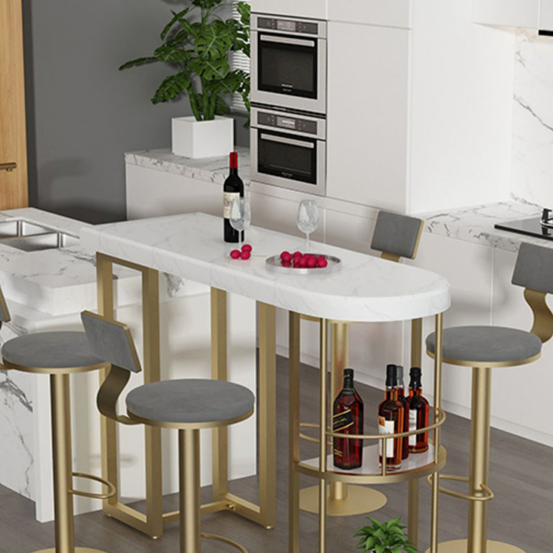 Ensemble de restauration de pub en marbre de forme irrégulière, 1/3/5 pièces de luxe de luxe avec tabourets hauts