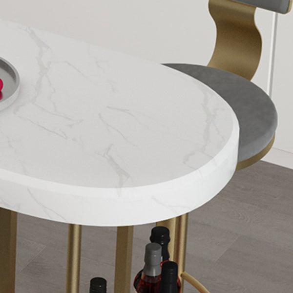 Ensemble de restauration de pub en marbre de forme irrégulière, 1/3/5 pièces de luxe de luxe avec tabourets hauts