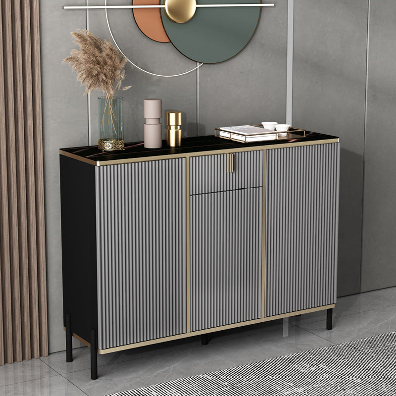 Server top nero in stile glam con porta e cassetto per soggiorno