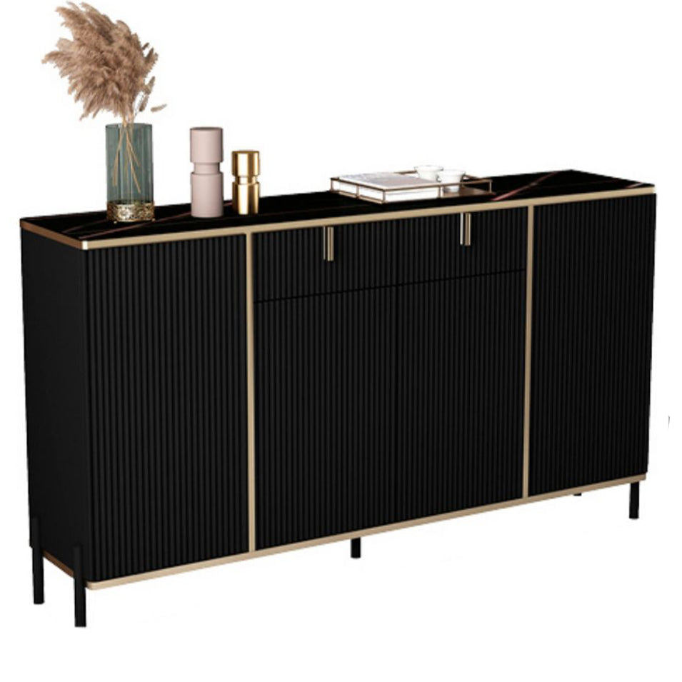 Server top nero in stile glam con porta e cassetto per soggiorno