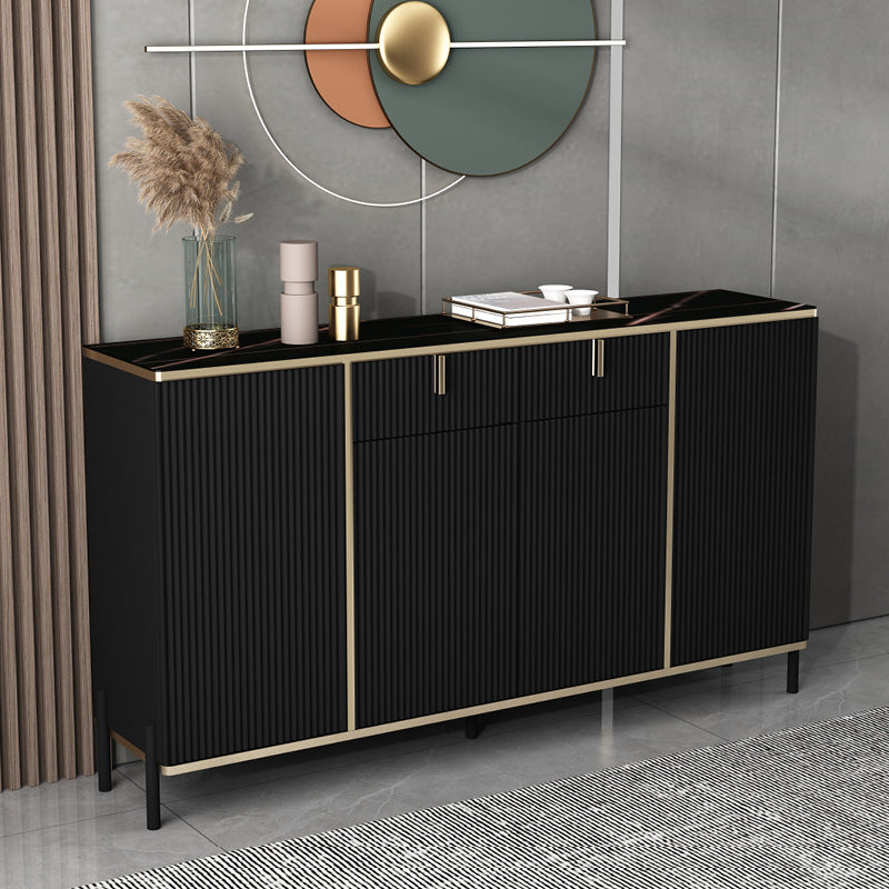 Server top nero in stile glam con porta e cassetto per soggiorno