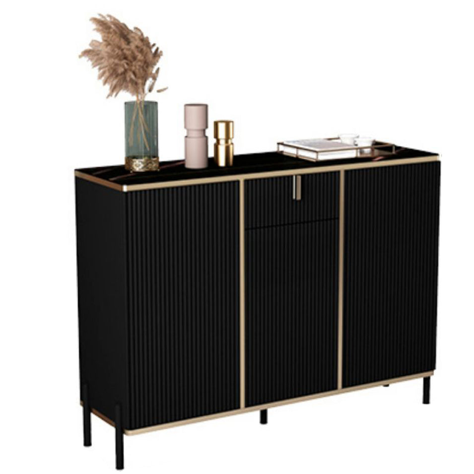 Server top nero in stile glam con porta e cassetto per soggiorno