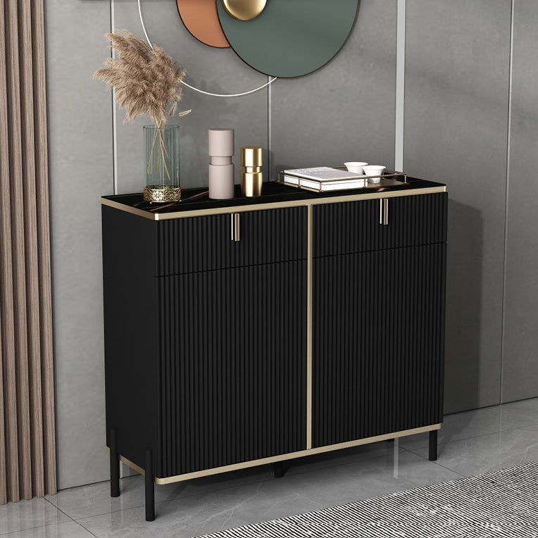 Server top nero in stile glam con porta e cassetto per soggiorno