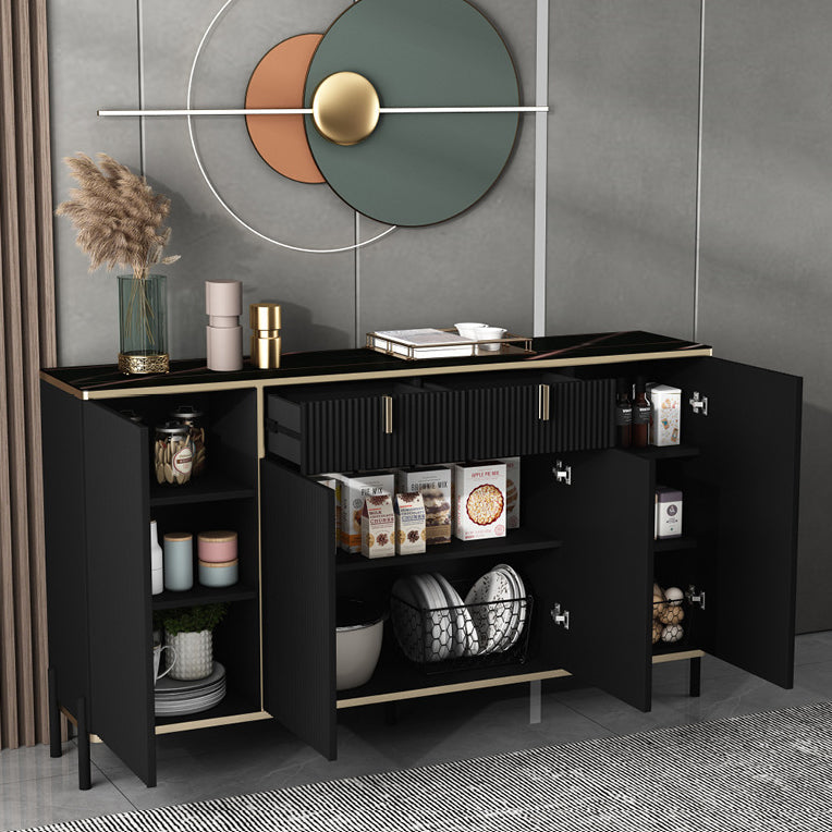 Server top nero in stile glam con porta e cassetto per soggiorno