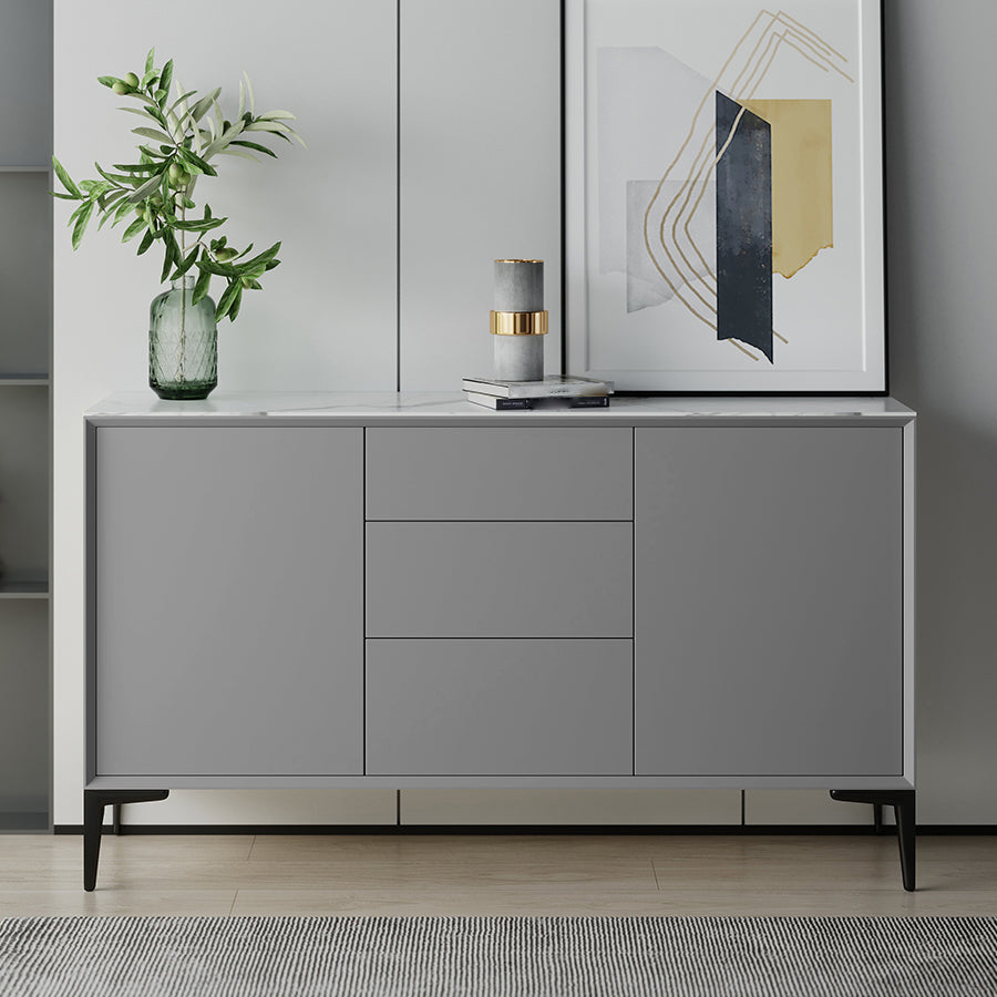 Glam 2-Door Sideboard Sintered Stone Top Sideboard for Living Room Clearhalo 'buffet_sideboard' 'Buffets & Sideboards' 'furn' 'furn_buffet_sideboard' 'Furniture' 'Kitchen & Dining Furniture' 5171274