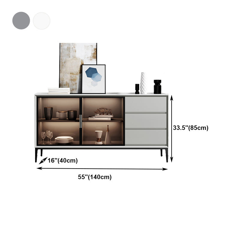 Glam 2-Door Sideboard Sintered Stone Top Sideboard for Living Room Clearhalo 'buffet_sideboard' 'Buffets & Sideboards' 'furn' 'furn_buffet_sideboard' 'Furniture' 'Kitchen & Dining Furniture' 5171289