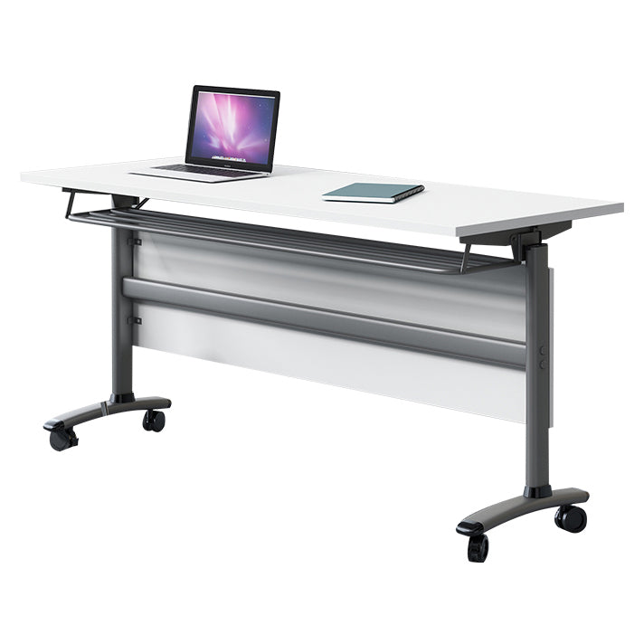 Bureau de bureau en bois moderne avec roues lance-roues avec un bureau d'écriture rectangulaire pour le bureau