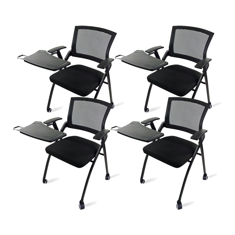 Mesh Mid Back Conference Chair Modern Style Fixed Arms Office Chair Small Writing Pad 4 Piece Set Casters Included Clearhalo 'furn' 'furn_office_chair' 'Furniture' 'Office Chairs' 'Office Furniture' 'office_chair' 5171610