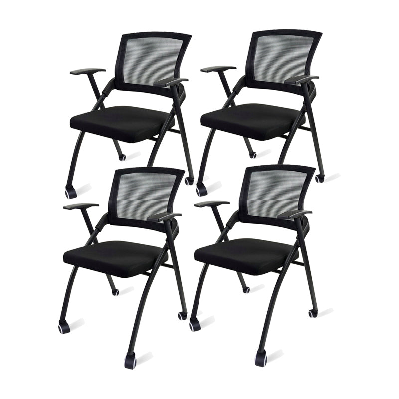 Mesh Mid Back Conference Chair Modern Style Fixed Arms Office Chair Without Writing Pad 4 Piece Set Casters Included Clearhalo 'furn' 'furn_office_chair' 'Furniture' 'Office Chairs' 'Office Furniture' 'office_chair' 5171611