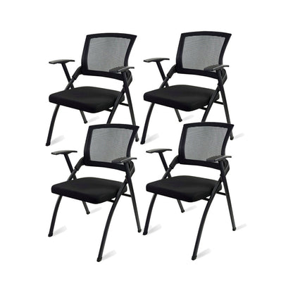 Mesh Mid Back Conference Chair Modern Style Fixed Arms Office Chair Without Writing Pad 4 Piece Set Casters Not Included Clearhalo 'furn' 'furn_office_chair' 'Furniture' 'Office Chairs' 'Office Furniture' 'office_chair' 5171613