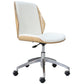 Armless Conference Chair with Chrome Frame Modern Leather Office Chair Off-White Casters Included Clearhalo 'furn' 'furn_office_chair' 'Furniture' 'Office Chairs' 'Office Furniture' 'office_chair' 5171632