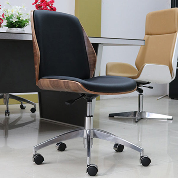 Armless Conference Chair with Chrome Frame Modern Leather Office Chair Clearhalo 'furn' 'furn_office_chair' 'Furniture' 'Office Chairs' 'Office Furniture' 'office_chair' 5171643