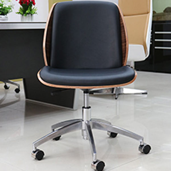 Armless Conference Chair with Chrome Frame Modern Leather Office Chair Clearhalo 'furn' 'furn_office_chair' 'Furniture' 'Office Chairs' 'Office Furniture' 'office_chair' 5171645