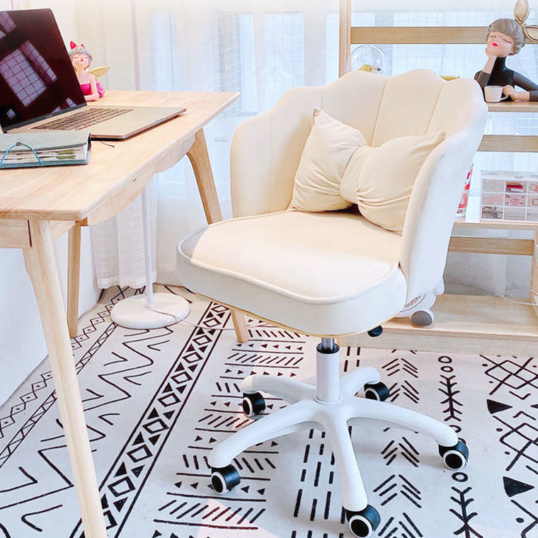 Ergonomic Low-Back Desk Chair Contemporary Upholstered Armless Office Chair White Star Base Clearhalo 'furn' 'furn_office_chair' 'Furniture' 'Office Chairs' 'Office Furniture' 'office_chair' 5171689