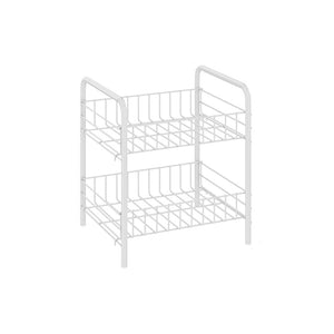 Modern Style Bookshelf White Open Back Metal Bookcase with Caster Wheels 13.6"L x 10.4"W x 15"H