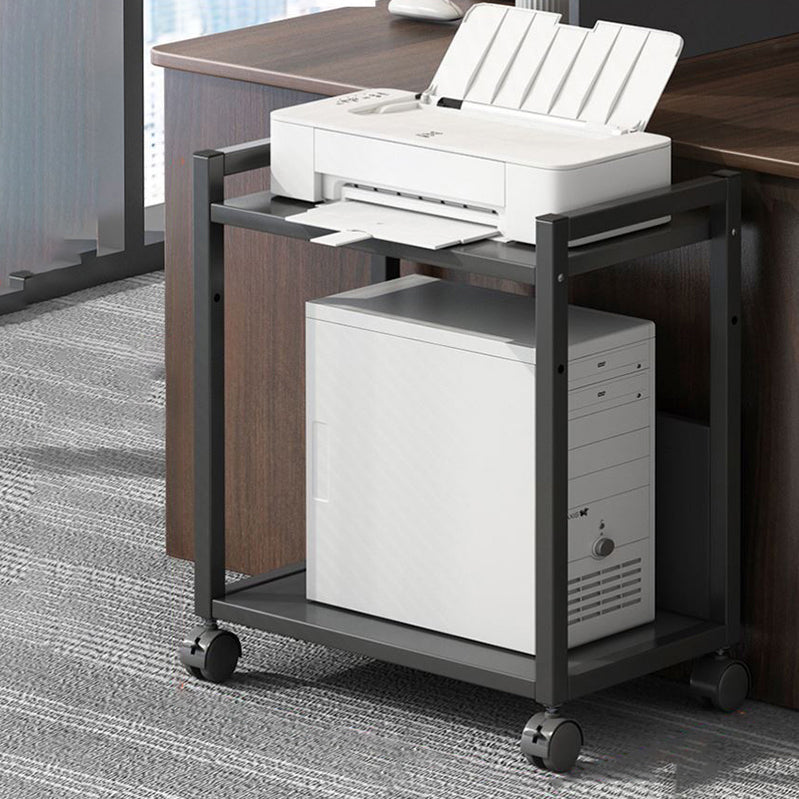 Modern Style Bookshelf Open Back Bookcase with Caster Wheels for Office 20.1"L x 11.8"W x 22.8"H Black Clearhalo 'Bookcases' 'furn' 'furn_bookcases' 'Furniture' 'Office Furniture' 5171962