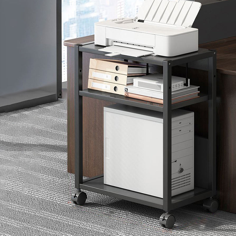 Modern Style Bookshelf Open Back Bookcase with Caster Wheels for Office 20.1"L x 11.8"W x 28.3"H Black Clearhalo 'Bookcases' 'furn' 'furn_bookcases' 'Furniture' 'Office Furniture' 5171965