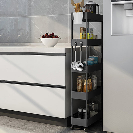 Contemporary Plastic Geometric Bookcase Open Back Bookshelf with Wheels