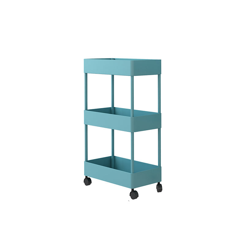 Contemporary Plastic Geometric Bookcase Open Back Bookshelf with Wheels