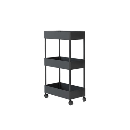 Contemporary Plastic Geometric Bookcase Open Back Bookshelf with Wheels