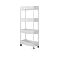 Contemporary Plastic Geometric Bookcase Open Back Bookshelf with Wheels
