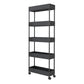 Contemporary Plastic Geometric Bookcase Open Back Bookshelf with Wheels