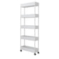 Contemporary Plastic Geometric Bookcase Open Back Bookshelf with Wheels