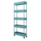 Contemporary Plastic Geometric Bookcase Open Back Bookshelf with Wheels