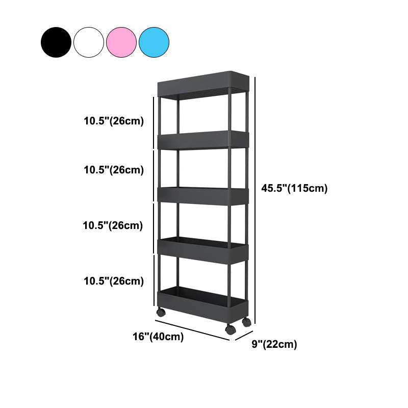 Contemporary Plastic Geometric Bookcase Open Back Bookshelf with Wheels