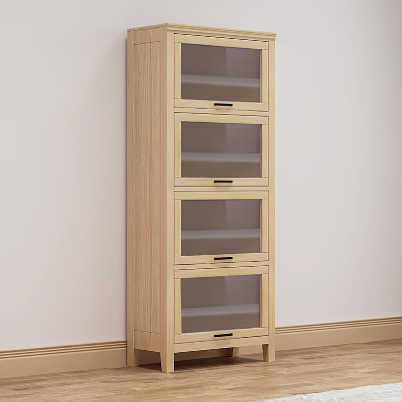 11.81"W Bookcase Contemporary Style Solid Wood Bookshelf for Home Office with Doors 23.6"L x 11.8"W x 60.2"H Natural Clearhalo 'Bookcases' 'furn' 'furn_bookcases' 'Furniture' 'Office Furniture' 5172074