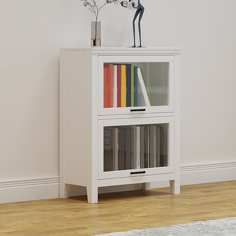 11.81"W Bookcase Contemporary Style Solid Wood Bookshelf for Home Office with Doors 24"L x 12"W x 33"H White Clearhalo 'Bookcases' 'furn' 'furn_bookcases' 'Furniture' 'Office Furniture' 5172077
