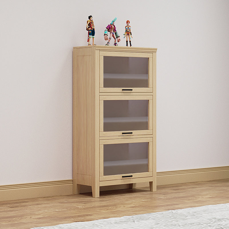 11.81"W Bookcase Contemporary Style Solid Wood Bookshelf for Home Office with Doors 23.6"L x 11.8"W x 46.9"H Natural Clearhalo 'Bookcases' 'furn' 'furn_bookcases' 'Furniture' 'Office Furniture' 5172082