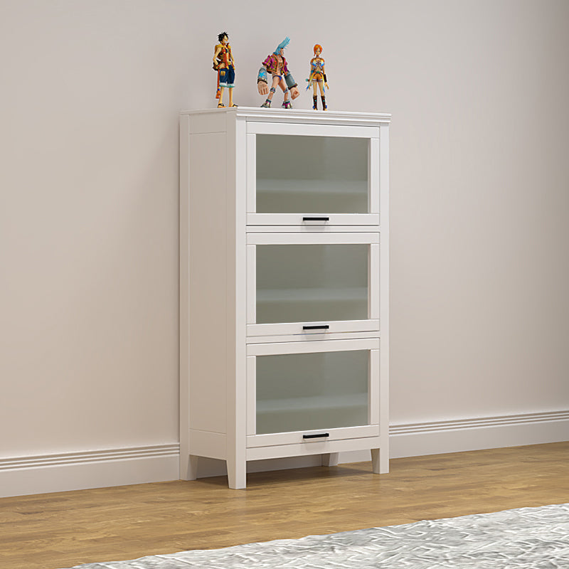 11.81"W Bookcase Contemporary Style Solid Wood Bookshelf for Home Office with Doors 23.6"L x 11.8"W x 46.9"H White Clearhalo 'Bookcases' 'furn' 'furn_bookcases' 'Furniture' 'Office Furniture' 5172083