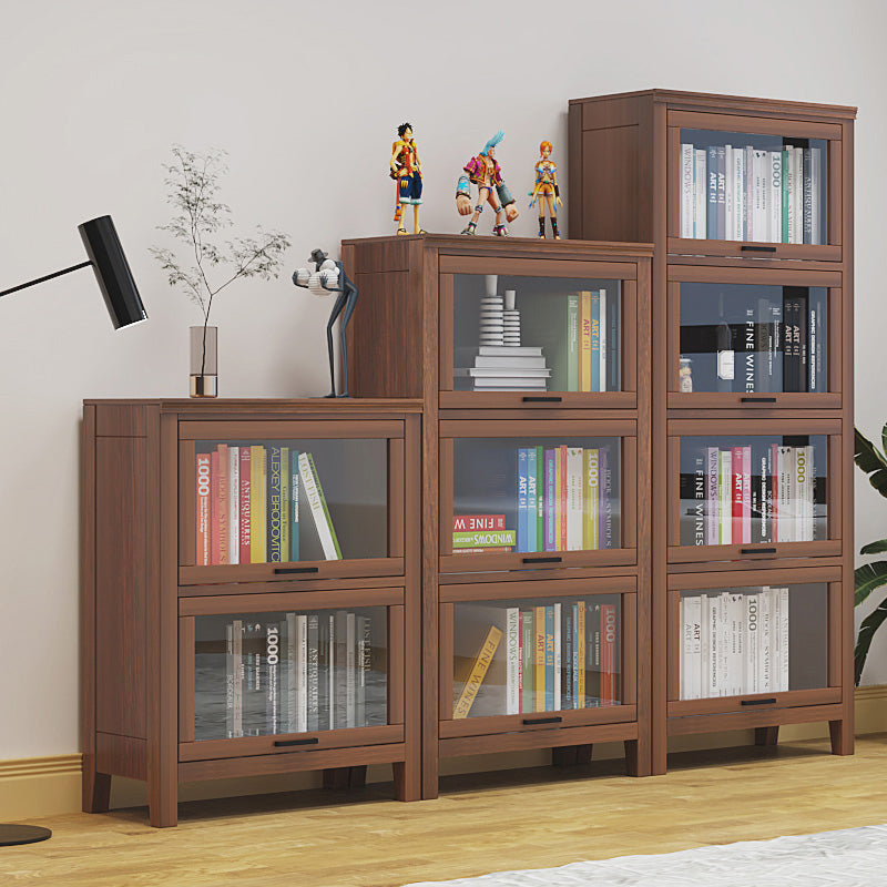 11.81"W Bookcase Contemporary Style Solid Wood Bookshelf for Home Office with Doors Clearhalo 'Bookcases' 'furn' 'furn_bookcases' 'Furniture' 'Office Furniture' 5172085