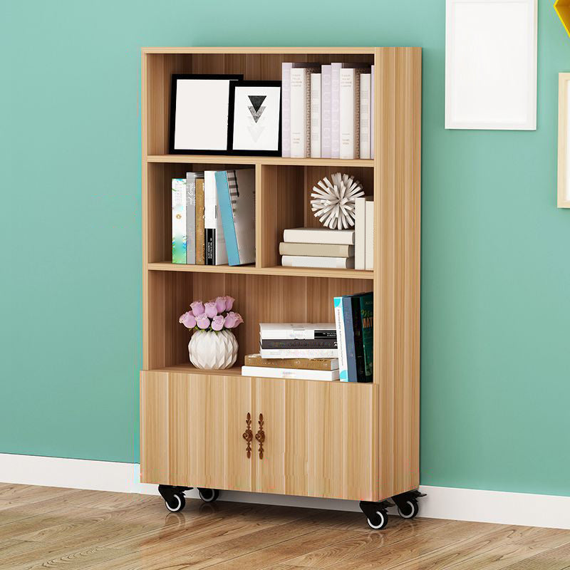 Contemporary Standard Bookcase Vertical Closed Back Bookshelf with Wheels 31.5"L x 11.8"W x 51.2"H Wood Clearhalo 'Bookcases' 'furn' 'furn_bookcases' 'Furniture' 'Office Furniture' 5172098