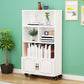 Contemporary Standard Bookcase Vertical Closed Back Bookshelf with Wheels 31.5"L x 11.8"W x 51.2"H Off-White Clearhalo 'Bookcases' 'furn' 'furn_bookcases' 'Furniture' 'Office Furniture' 5172099