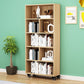 Contemporary Standard Bookcase Vertical Closed Back Bookshelf with Wheels 31.5"L x 11.8"W x 63"H Natural Clearhalo 'Bookcases' 'furn' 'furn_bookcases' 'Furniture' 'Office Furniture' 5172102