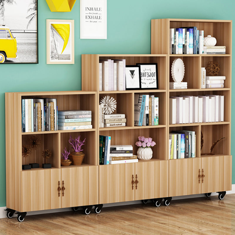 Contemporary Standard Bookcase Vertical Closed Back Bookshelf with Wheels Clearhalo 'Bookcases' 'furn' 'furn_bookcases' 'Furniture' 'Office Furniture' 5172104