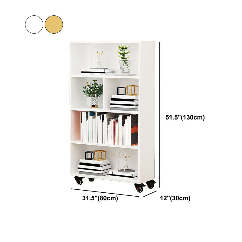 Contemporary Standard Bookcase Vertical Closed Back Bookshelf with Wheels Clearhalo 'Bookcases' 'furn' 'furn_bookcases' 'Furniture' 'Office Furniture' 5172108